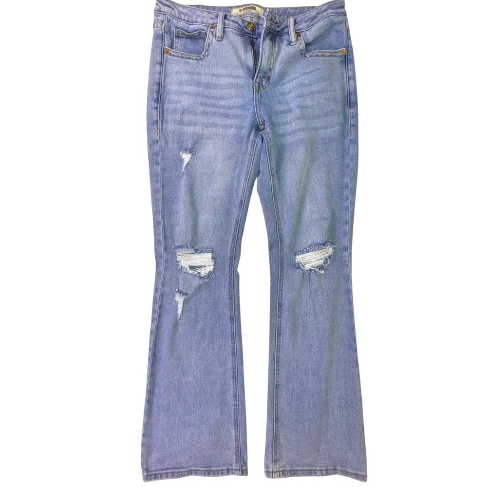 Rock & Roll Denim Distressed Bootcut Jeans W31 L32 Mid Rise‎ Light Wash